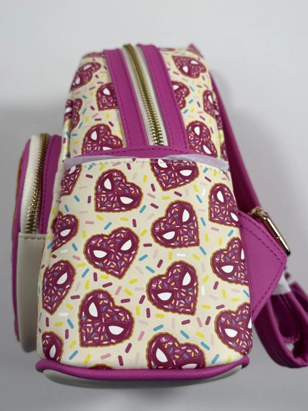 Loungefly Marvel Spider-Man Sprinkle Donut Mask Mini Backpack -NWT